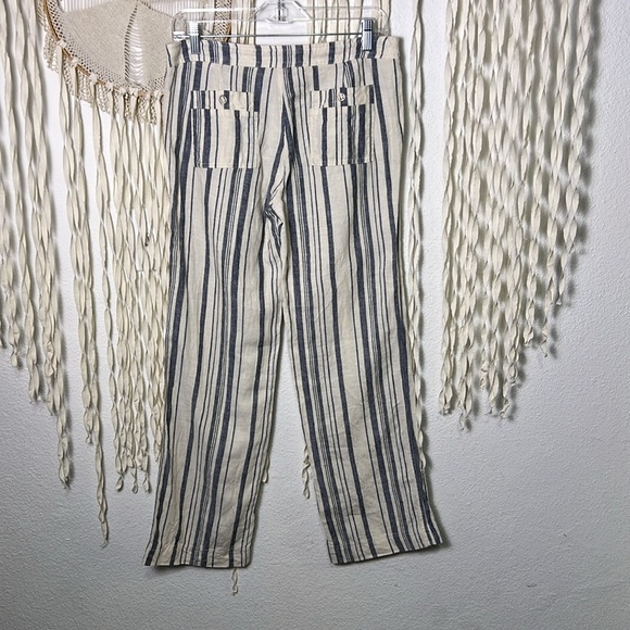 Michael Stars Linen Blue and Tan Stripe Straight Leg Pant Size XS - Picture 6 of 10